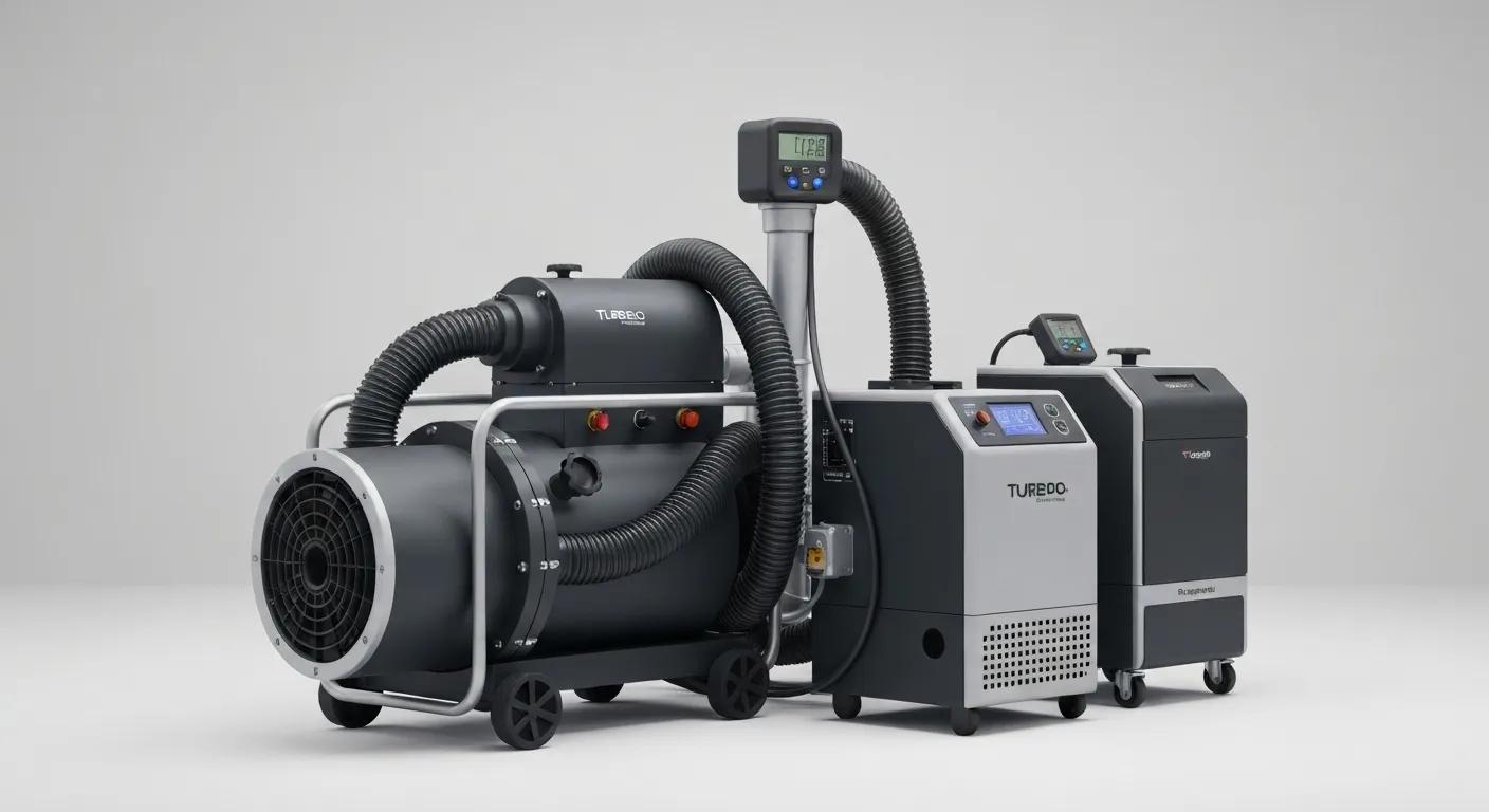 Advanced water removal equipment including turbo-dryer, dehumidifier, and moisture meter
