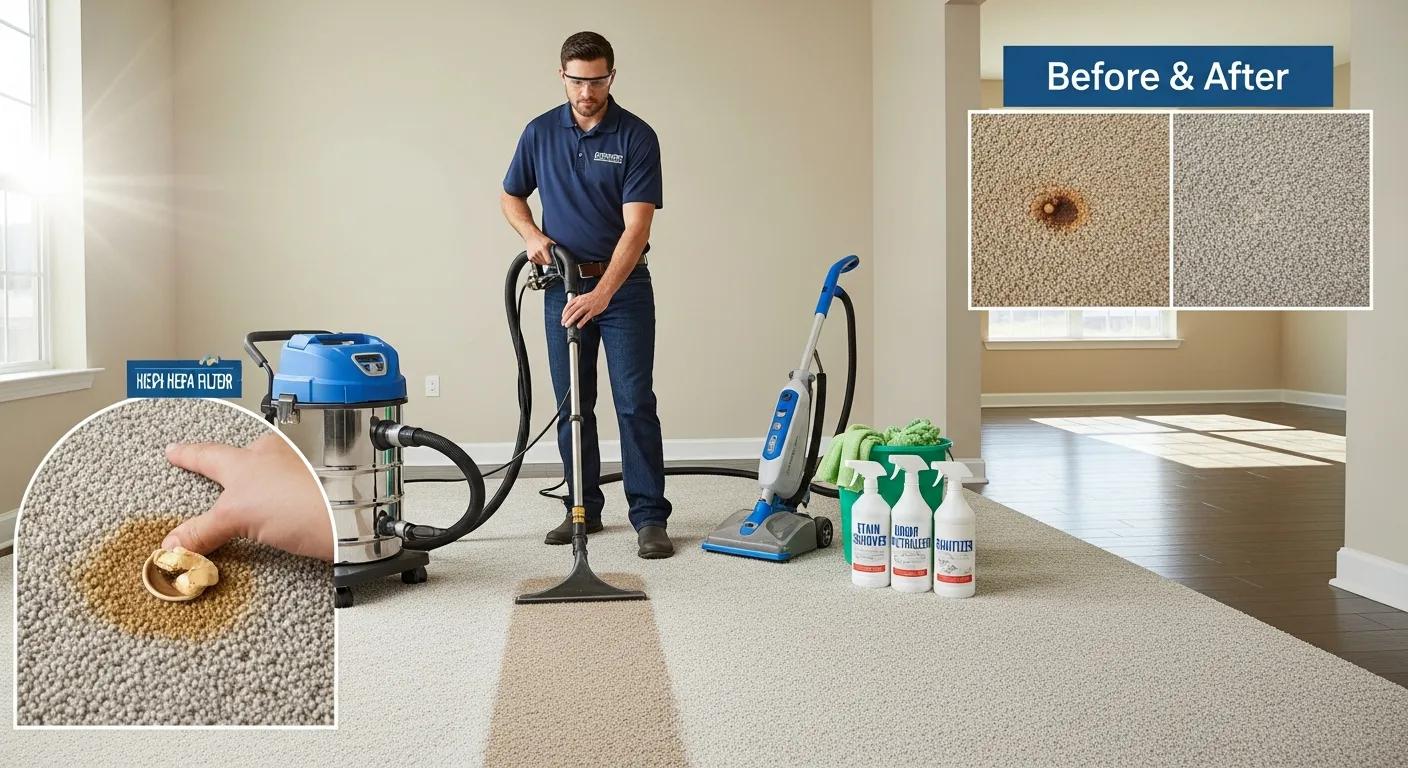 Professional carpet cleaning in action, highlighting essential services for bond return